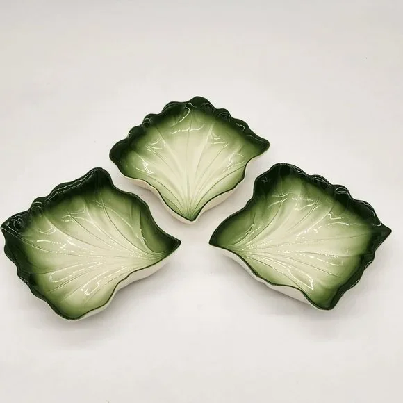 Vintage Valley Vista California Pottery - 600 - Set of 3 Lettuce Leaf Bowls - Picture 1 of 5